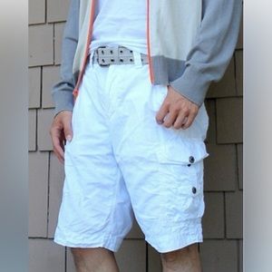 Marc Echo cut & sew men’s twill cargo shorts size 42 front back‎ & side pockets